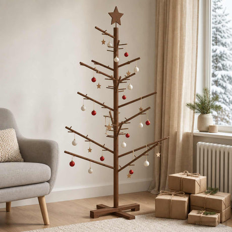 Vidaxl houten kerstboom 125 cm bamboe en massief grenenhout