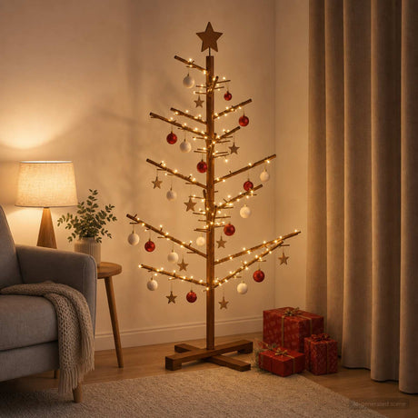 Vidaxl houten kerstboom 125 cm bamboe en massief grenenhout