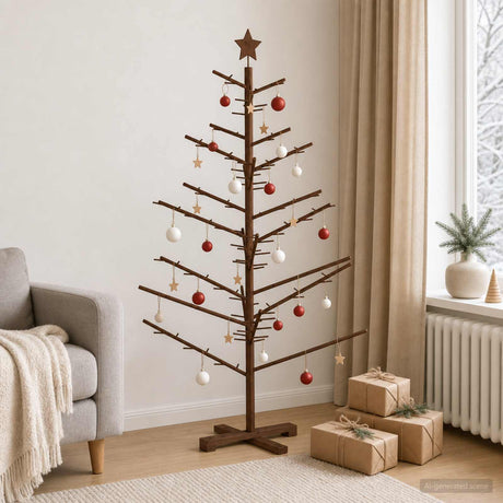 Vidaxl houten kerstboom 150 cm bamboe en massief grenenhout