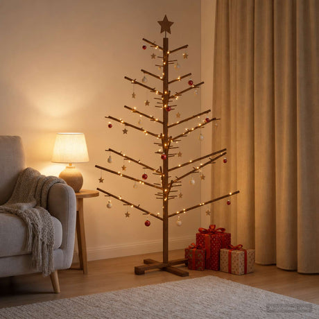 Vidaxl houten kerstboom 150 cm bamboe en massief grenenhout