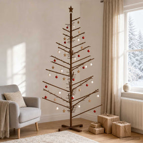 Vidaxl houten kerstboom 210 cm bamboe en massief grenenhout