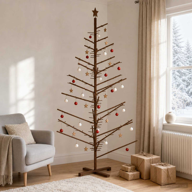 Vidaxl houten kerstboom 210 cm bamboe en massief grenenhout