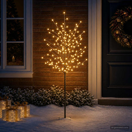 Vidaxl led-kerstboom met ballen zwart 18 x 18 x 150 cm staal 185 led's