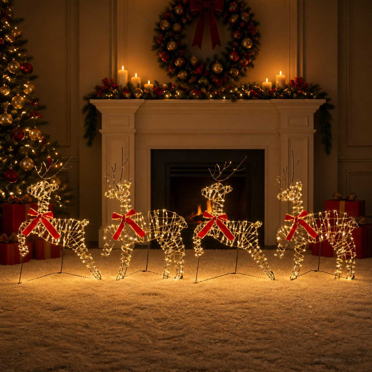 Vidaxl kerst rendier 4 st 80 led's warmwit 43 x 19 x 65 cm