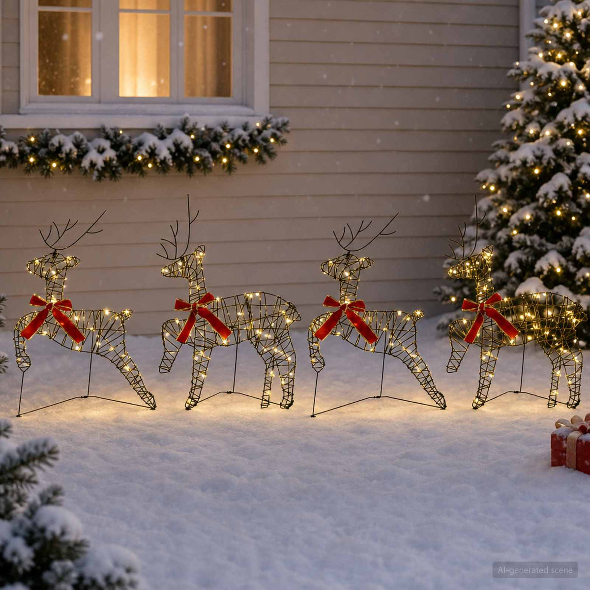 Vidaxl kerst rendier 4 st 80 led's warmwit 43 x 19 x 65 cm