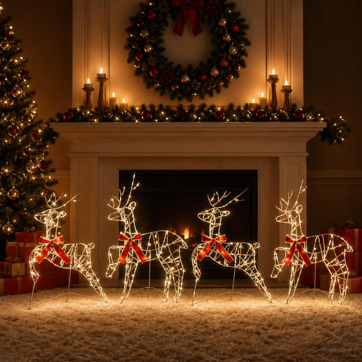 Vidaxl kerst rendier 4 st 180 led's warmwit