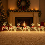 Vidaxl kerst rendier 6 st 80 led's warmwit 43 x 19 x 65 cm