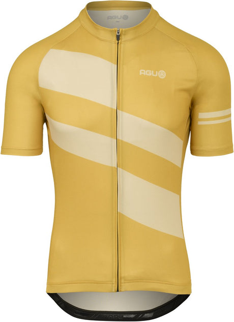 Agu diagonal stripes - fietsshirt - wielrenshirt - heren - ademend - ykk-ritssluiting - drie achterzakken - siliconen gripper - bruin - l