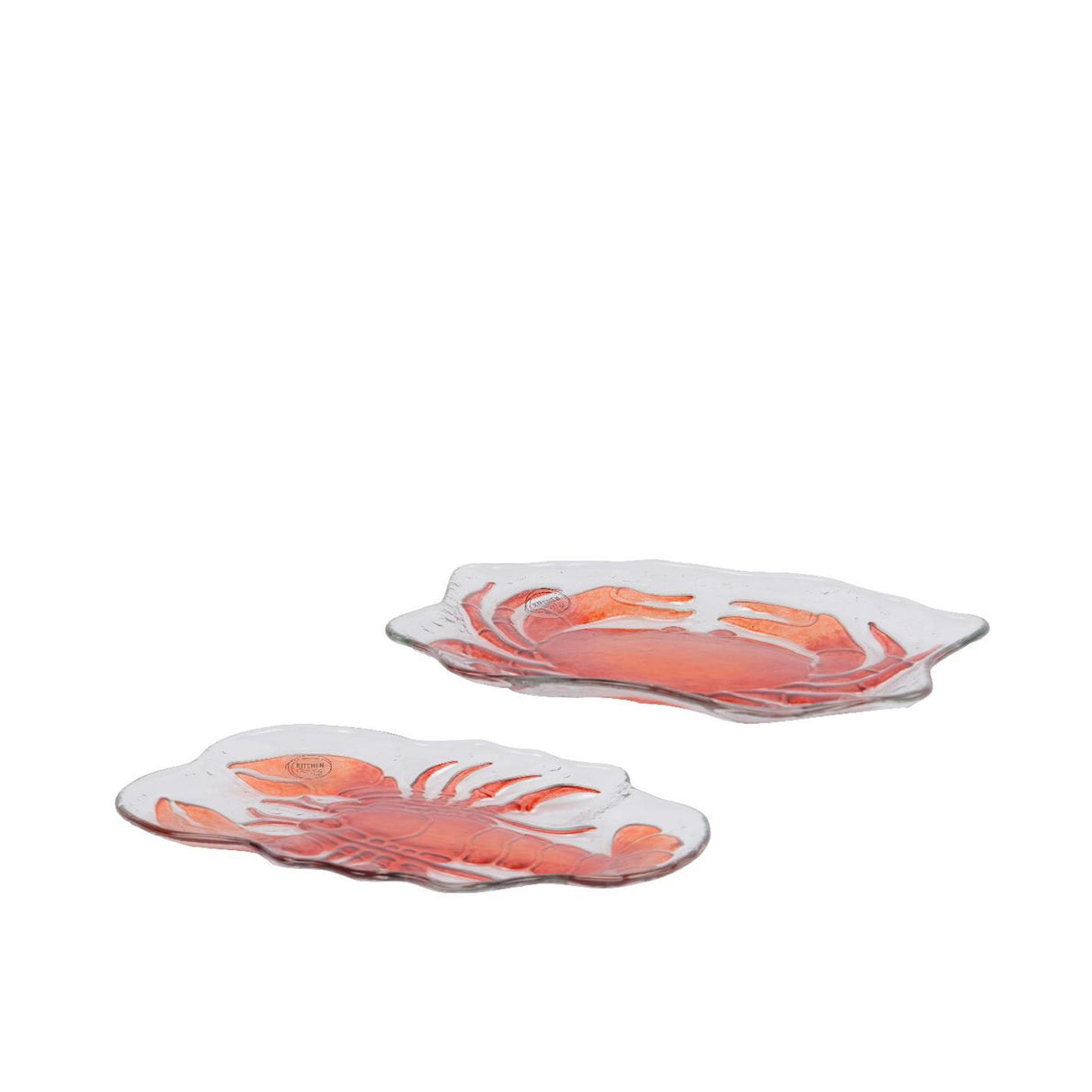 Decoris bord zeedier glas 17,5x26,5x2,5cm 2 assorti