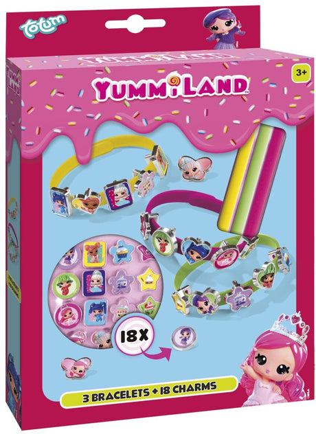 Totum yummiland schuifarmbandjes maken - 3 stuks - met 18 bedels - speelgoed kinderen - knutselen - voor meisjes - ook voor kleuters - vanaf 3 jaar -