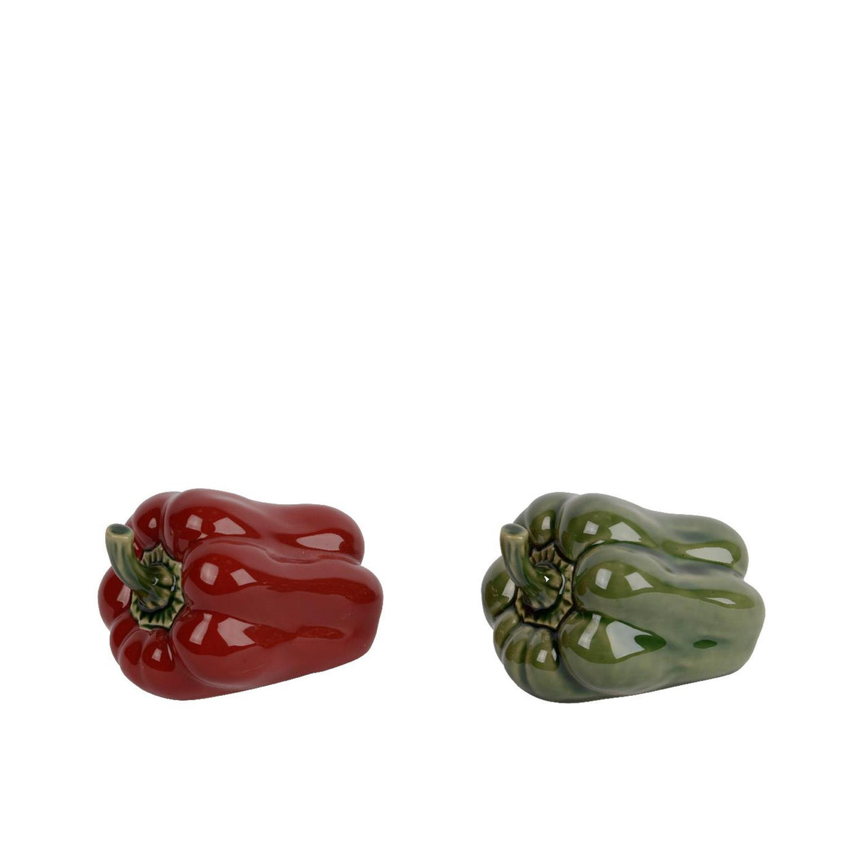 Decoris decoratie groente paprika porselein 11,5x8x9cm 2 assorti