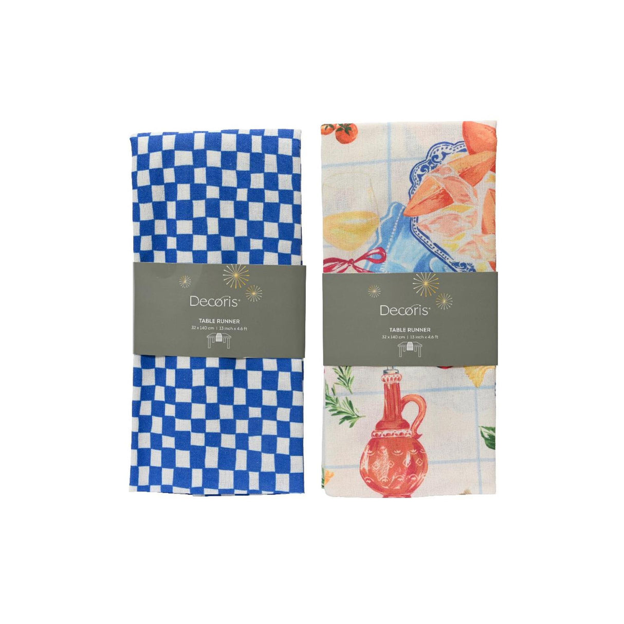 Decoris tafelloper polyester katoen 32x140cm 2 assorti