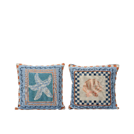 Decoris-Kissen mit Schale aus Polyester-Baumwolle, 43 x 43 x 4 cm, 2-fach sortiert