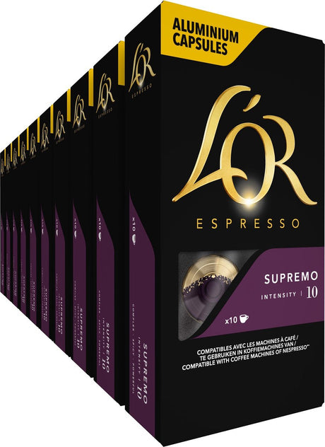 L'or Espresso Supremo Kaffeetassen - Intensität 10 12 - 10 x 10 Kapseln