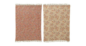 Throw polyester cotton dried flowers with tassels 2col ass 130x170cm