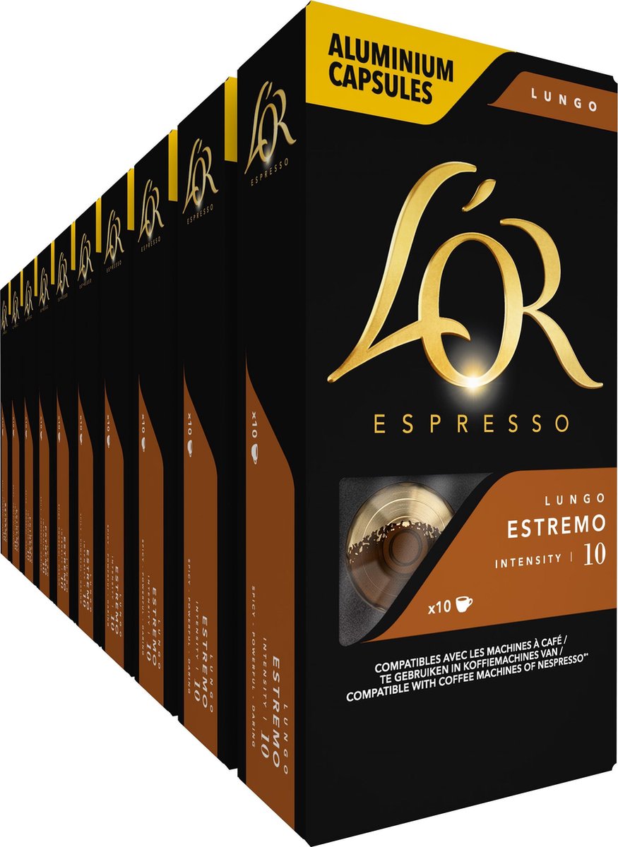 L'or lungo estremo Kaffeetassen - Intensität 10 12 - 10 x 10 Kapseln