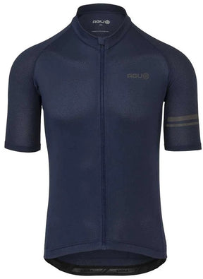 Agu core fietsshirt heren korte mouwen - deep blue - drie achterzakken - ykk-rits over de hele lengte - sneldrogend interlock