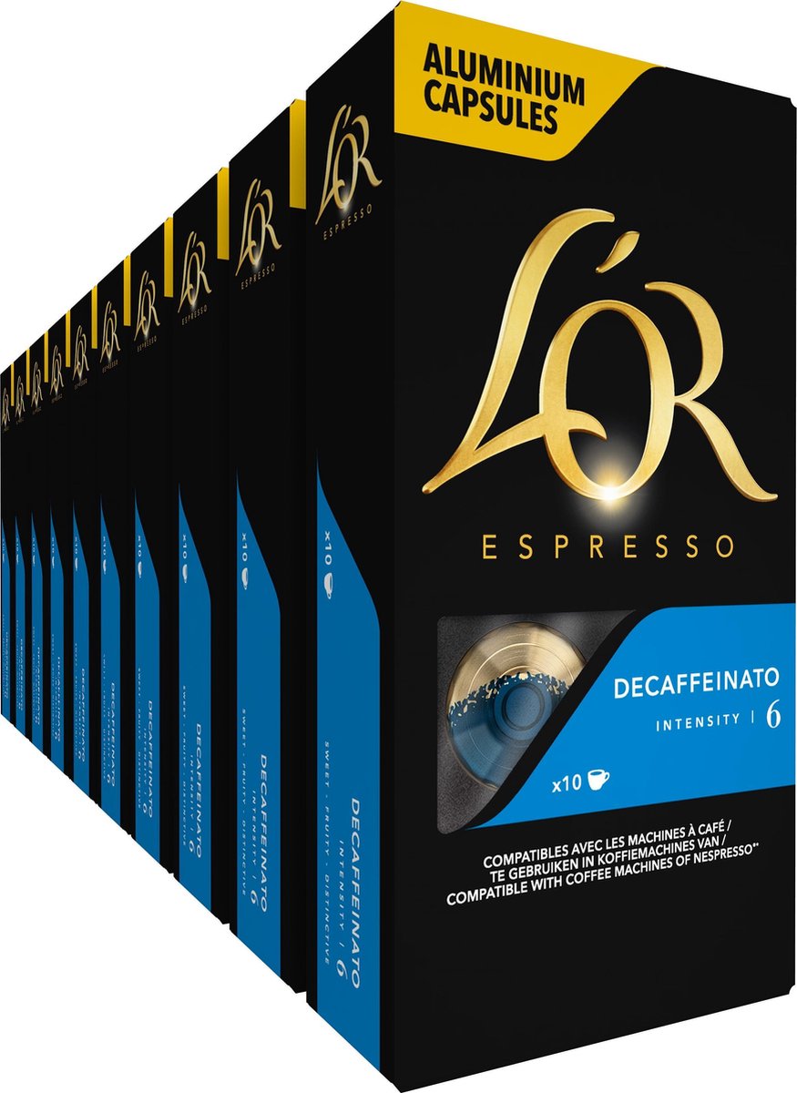 L'or Espresso Decaffeinato Kaffeetassen - Intensität 6 12 - 10 x 10 Kapseln