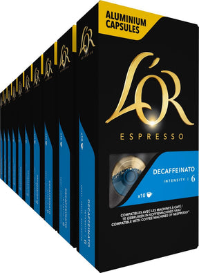 L'or Espresso Decaffeinato Kaffeetassen - Intensität 6 12 - 10 x 10 Kapseln