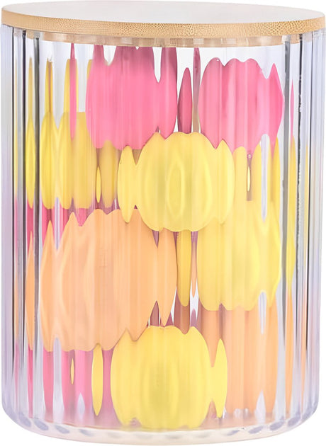 Touch of beauty wattenhouder bamboe - ø9,5x13,5 cm - wattendispenser - transparant