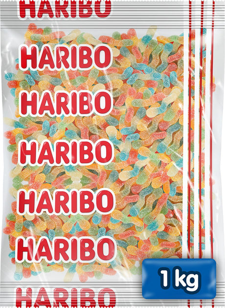 Haribo Regenbogenwürmer – saure Bonbons in Fruchtgeschmack – 1-kg-Beutel