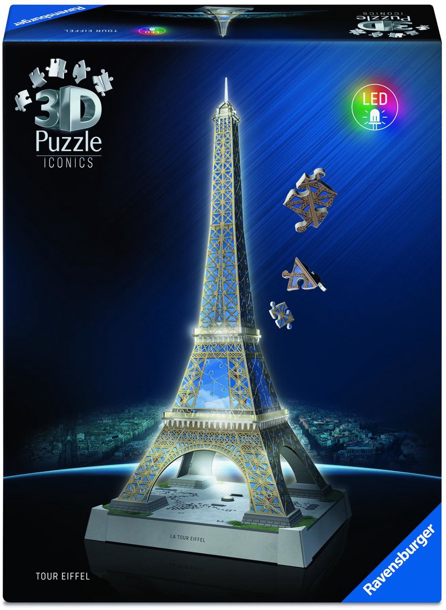 Ravensburger 3D-Puzzle Icons Eiffelturm - mit Licht - 243 Teile.
