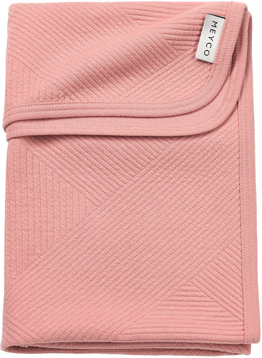 Meyco baby jacquard ledikant deken - rose - 100x150cm - 0.5 tog