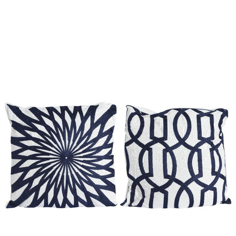 Decoris Dekokissen für den Innenbereich aus Polyester und Baumwolle, blau-weiß, 43 x 43 cm, 2 verschiedene Designs