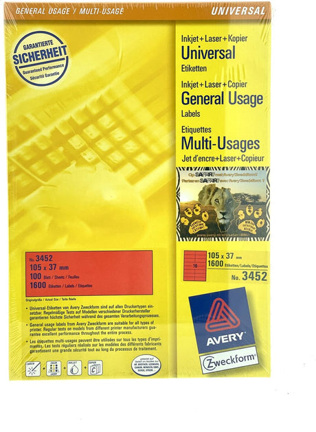 Avery Universaletiketten 3452 105x37mm rot