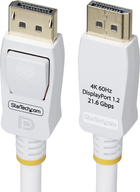 Startech .com 1,8 m Vesa-zertifiziertes DisplayPort 1.2-Kabel, weiß, 4k 60 Hz, verriegelbare DP-Anschlüsse, DP 1.2-Kabel