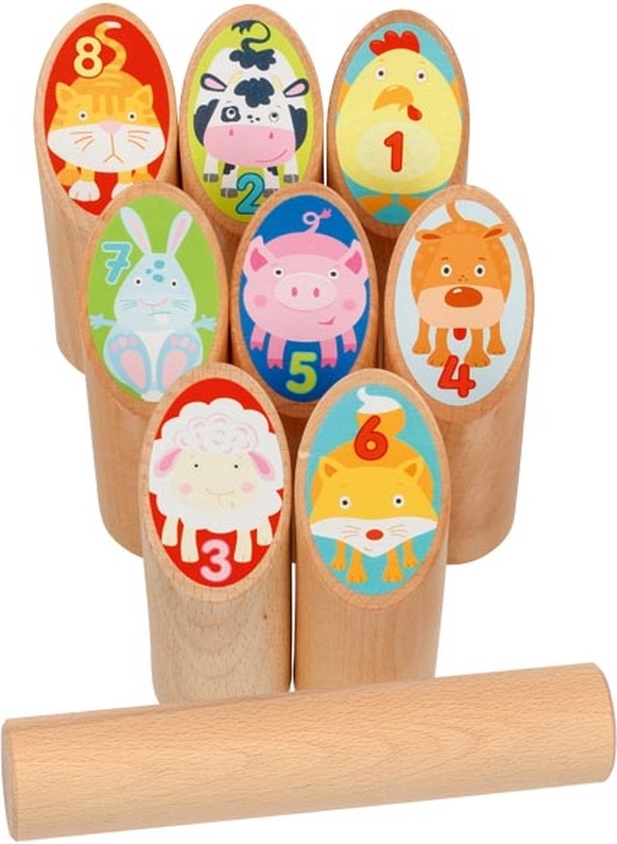 Goki Holz Viking Game Animals KUBB in Wattebeutel