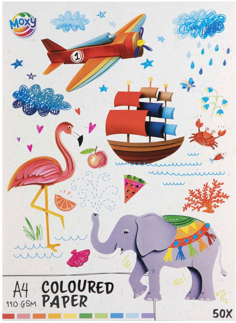 Kreative Bastelgruppe, farbiges Papier A4, 50 Blatt – 10 Farben