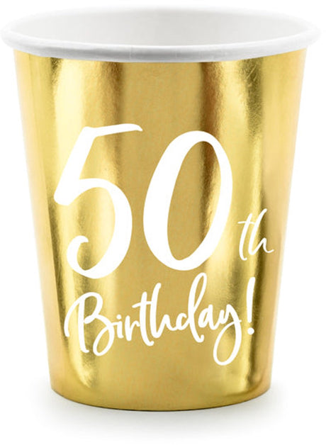 Partydeco 6 glänzende Tassen zum 50. Geburtstag 220 ml