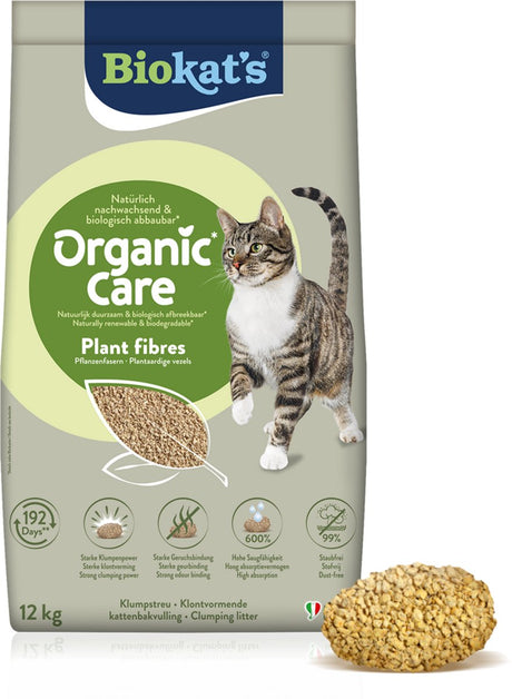 Biokat's Bio-Pflege-Pflanzenfasern – 12 kg – Katzenstreu – klumpend – ohne Geruch