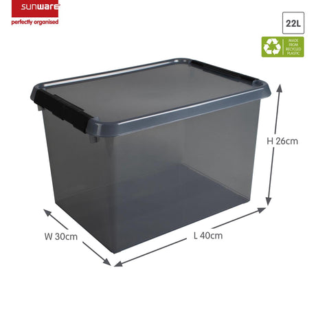 Sunware Comfort Line Aufbewahrungsbox 22l mit Deckel transparent grau