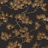 Dutch Wallcoverings Tapete Kiefer Schwarz und Gold