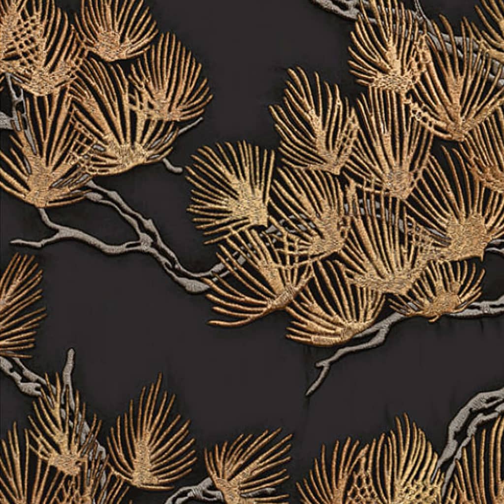 Dutch Wallcoverings Tapete Kiefer Schwarz und Gold