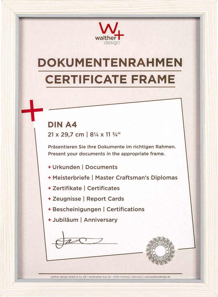 Walther hygge - mdf wooden lijst - fotoformaat 21x29,7 cm (din a4) - wit