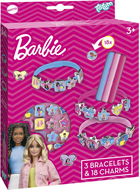 Herstellung von Totum Barbie-Schiebearmbändern – 3 Stück – mit 18 Anhängern – Spielzeug für Kinder – Basteln – für Mädchen – auch für Kleinkinder – ab 3 Jahren –