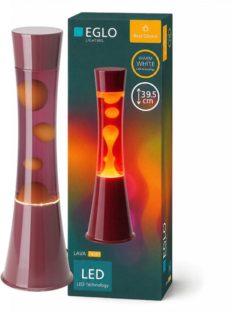 Eglo lava lavalamp - led - 39,5 cm - bordeaux rode vloeistof oranje lava - tafellamp