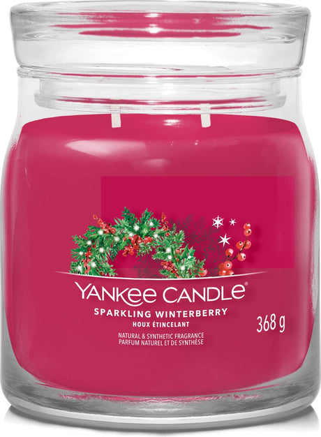 Yankee Candle – Sparkling Winterberry Medium Duftkerze – 50 Brennstunden – 2 Dochte