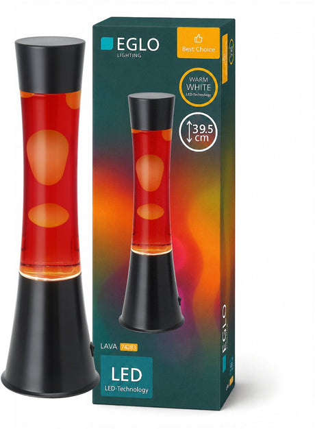 Eglo lava lavalamp - led - 39,5 cm - zwart rode vloeistof witte lava - tafellamp