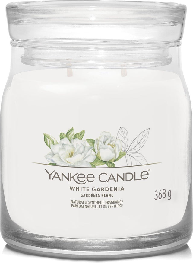 Yankee Candle – mittelgroße Duftkerze mit weißer Gardenie – 50 Brennstunden – 2 Dochte