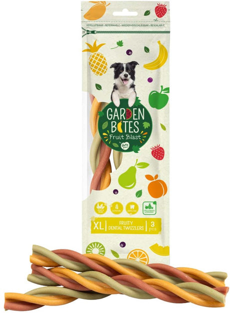 Garden Bites duvoplus – fruchtige Dental Twizzlers Hundesnacks – Hundeleckerlis – vegetarisch, glutenfrei – extra groß, 3 Stück