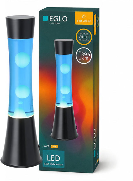 Eglo lava lavalamp - led - 39,5 cm - zwart blauwe vloeistof witte lava - tafellamp
