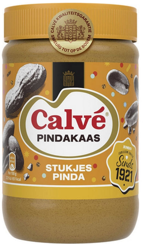 Calvé-Erdnussbutter - Erdnussstücke - glatt bis zum Boden - 12 x 650 g