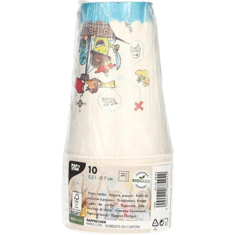Papstar 10er Set Trinkbecher Piratencrew aus Pappe 0,2l ã˜7x9,7cm