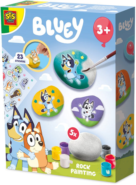 Ses creative bluey - Steine bemalen - Happy Stones - Basteln - für Kinder ab 3 Jahren - 5 Steine und 23 Aufkleber
