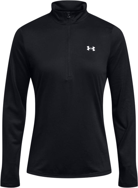 Under Armour Tech 1 2 Zip Solid Blk Damen-Sportpullover – Schwarz – Weiß