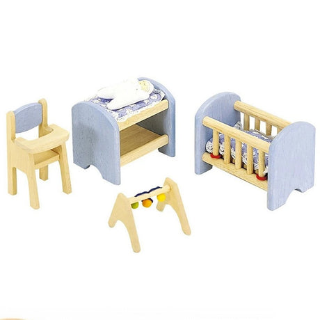 Blaues Pintoy-Babyzimmer für Puppenhaus